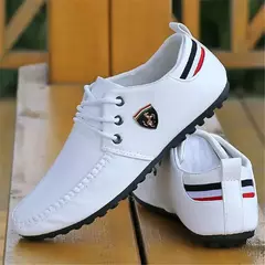 Sapato de couro masculino, branco e preto, sapatilhas ervilhas para homens, sapatilhas masculinas, marca britânica, outono