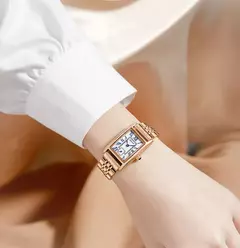 SANDA-relógio de couro com mostrador retangular para mulheres, marca superior, design de moda, design elegante, resistente à água, quartzo, movimento, vestido de negócios, novo, quente na internet