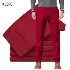 KUBRO-Calças de tecido fosco elástico para homens, calças formais, terno social, traje casual, primavera, outono, 2023