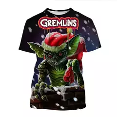 T-shirt impressa em 3D para homens e mulheres, filme de horror de Natal, monstro fantoche, venda quente, moda nova na internet