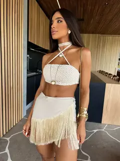 Imagem do Conjunto sexy de biquíni feminino, sutiã de renda, mini saia, férias de praia, fato de banho feminino casual, 2 peças, verão