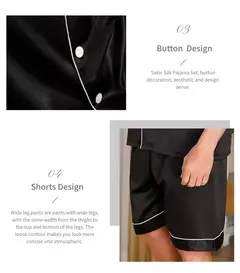 Conjunto de pijamas de manga curta masculino, camisa e shorts de botão, pijamas, bolsos, roupa de verão - Wolf Magazine
