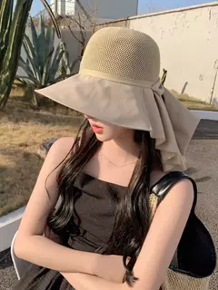 Imagem do Guarda de Pescoço Respirável Feminino, Chapéus de Verão, Xaile, Chapéus de Sol, Viagem Exterior, Protetor Solar