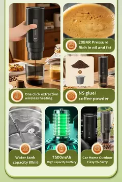 Novo 3 em 1 sem fio portátil máquina de café expresso cápsula café em pó viagem cafeteira extração inteligente aquecimento sem fio na internet