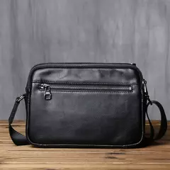 NZPJ-Bolsa de couro casual masculina, bolsa mensageiro de cor sólida, couro de vaca natural de grande capacidade, mochila de negócios para ipad 10";;VERDADEIRO;;"Black - comprar online