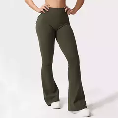 Leggings de ioga de alto estiramento para mulheres, sentimento nu, vestuário de compressão, calça com bolsos, perna larga, mais recente, 2024
