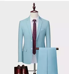 (Jaqueta + Calças) Últimas Homens Terno Set Blazers Formais Slim Fit Negócios Smoking 2 Pcs Terno Do Noivo Vestido de Noiva Homem Terno S-6XL na internet