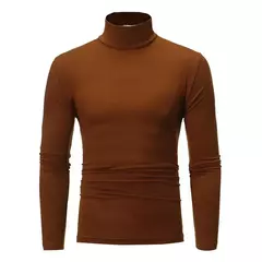 Gola alta masculina malha suéteres de algodão, pulôveres finos, roupas de escritório, tops masculinos, monocromáticos, vinho tinto - comprar online