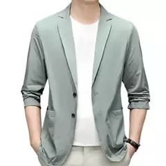 Blazers de negócios monocromáticos masculinos, blazers slim fit, botões duplos, lapela, mangas 3/4, terno de deslocamento, casaco do noivo - loja online
