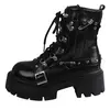 Botas curtas com corrente de rebite feminino, sapatos góticos, botas Lady Rock, decoração metálica, estilo punk, moda de rua, novo, 2024