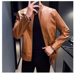 Jaqueta de couro falso para homens, casacos PU masculinos, outwear branco, outono, 2023 - comprar online