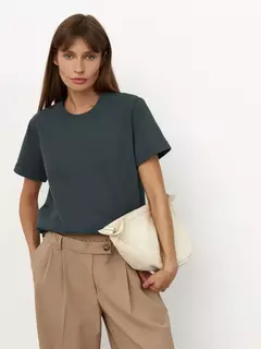 Bornladies-Camiseta solta de manga curta feminina, tops sólidos básicos, camisas de assentamento elegantes, 100% algodão, 230g/?, verão