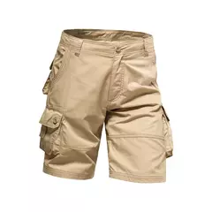 Calções de algodão de bolso múltiplo masculino, macacão de cor sólida de alta qualidade, casual ao ar livre, calças curtas esportivas, novo verão - loja online
