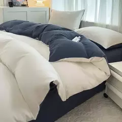 Conjunto de cama de tecido com escova de cor sólida, 2 lados, 4 peças, capa de edredom, fronha, lençol, colcha, único, queen, king size - comprar online