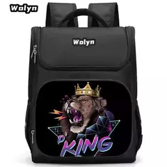 Mochila escolar com estampa de leão de desenho animado para primário de 1 a 4 anos, mochilas escolares grandes de anime para meninos e meninas, mochila infantil durável na internet