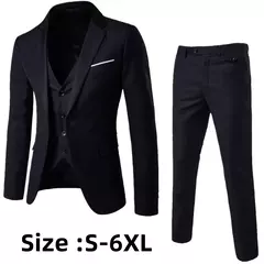 Homens formais conjuntos de terno de escritório, blazer extragrande, colete, conjuntos de calças, masculino, festa à noite, casamento, novo, S-6XL, 3pcs, 2024