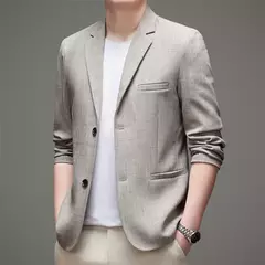 Jaqueta justa de manga comprida masculina, terno de negócios, blazers casuais, gola de casaco, terno diário, 3 cores opcionais, nova para primavera e outono - loja online