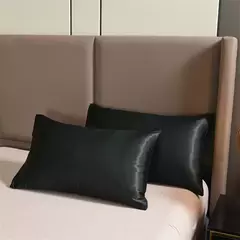 Imagem do Luxo Satin Duvet Cover Set, conjuntos de cama, seda rica, sedosa, macio, sólido, sem rugas, Sexy Honeymoon, Queen Black Series, 3pcs