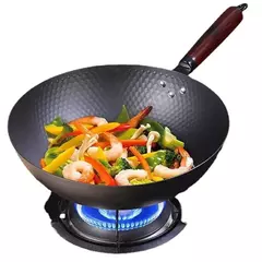 Panela de ferro grosso Wok, Panela não revestida de cozinha, Fogão a gás, Fogão de indução, Panelas estilo japonês, 32cm, 2mm - Wolf Magazine
