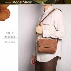 Imagem do Bolsa de ombro retrô de couro genuíno masculina, grande capacidade, bolsa transversal diagonal, bolsa pequena para iPad, cavalo louco