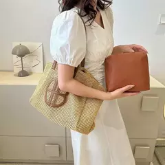 Bolsa de ombro de grande capacidade para mulheres, bolsa casual, personalizada, tecida, nova moda, verão, 2024 na internet