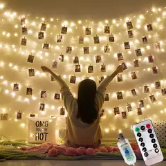 Bateria USB operado LED String Lights, Photo Clip, Fairy Lights, ao ar livre, árvore de Natal, decoração da guirlanda, decoração do casamento, 2m, 5m, 10m - Wolf Magazine