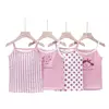 Colete infantil de gola redonda de algodão puro, regata feminina, tops de tiras, shorts boxer de cuecas, roupa de verão, 3-8 anos