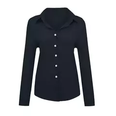 Imagem do Blusas vintage grandes para mulheres, camisas soltas casuais para jovens, tops femininos monocromáticos, moda elegante, outono, 2024