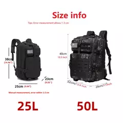 Impermeável Trekking Fishing Hunting Bag, Mochilas ao ar livre, Tactical Sports, Camping, Caminhadas Mochila resistente, 25L, 50L - loja online