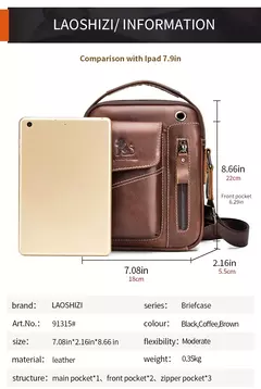 Bolsa de ombro multifuncional para homens Couro Crossbody Bag Bolsa de alta capacidade na internet