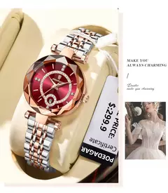 POEDAGAR-Relógio de Luxo Feminino, Alta Qualidade, Diamante, Quartzo, Impermeável, Data, Aço Inoxidável, Senhoras Relógios, Caixa Incluída - Wolf Magazine