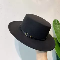 Imagem do Chapéus de feltro chapéu de feltro de aba de lã decorado com fivela de cinto chapéus de feltro de lã retro boné de jazz inverno outono quente estilo britânico bonés de boater
