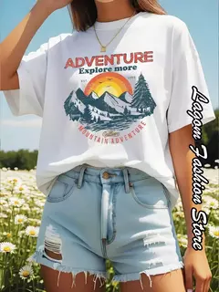 Camiseta de algodão estampa cereja feminina, tops com gola O, camiseta gráfica floral, manga curta, roupa feminina, streetwear casual, moda verão - comprar online