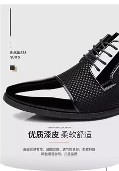 Tendência clássico masculino vestido sapatos para homens oxfords sapatos de couro patente rendas até formal couro preto festa de casamento shoes2023 - Wolf Magazine