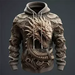 Moletom com capuz dragão estampado em 3D, pulôver casual, moletom de rua, roupas masculinas grandes, nova moda, outono e inverno - comprar online