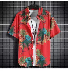 Roupas de praia para homens 2 Piece Set Quick Dry Camisa Havaiana e Shorts Set Homens Moda Vestuário Impressão Casual Outfits Verão - loja online