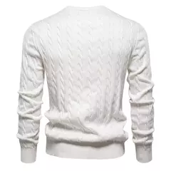AIOPESON-Suéteres masculinos de algodão bordados em girafa, pulôver com gola redonda, clássico estampado torção, malha masculina - loja online