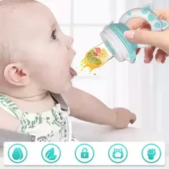 Alimentador de Silicone Baby Fruit com tampa, Extrator de suco fresco, Frutas e vegetais mordida comendo chupeta, Grau alimentício - comprar online