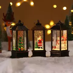 Retro Quadrado Papai Noel LED Night Light, Luzes de vento, Enfeites De Árvore De Natal, Presente De Decoração De Casa