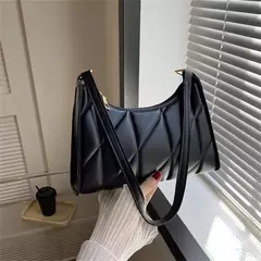 Bolsa de ombro PU com alça pequena para mulheres, bolsas crossbody pretas, bolsa de embreagem, moda moda na internet