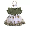Vestido Romper das meninas do bebê recém-nascido, roupa do bebê, bordado da flor, costela da malha, babados macacões, roupas, roupa do verão