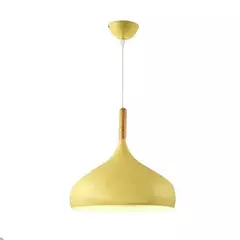 Nordic colorido lustre de madeira pingente luz quarto sala estar lâmpada led única cabeça alumínio crianças quarto luminária - comprar online