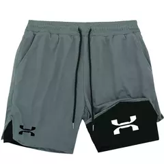 Calções Esportivos Quick Dry Masculinos, Corrida, Ginásio, Treino, Ginásio, Fitness, Corrida, Calças Curtas, 2 em 1, Verão - comprar online
