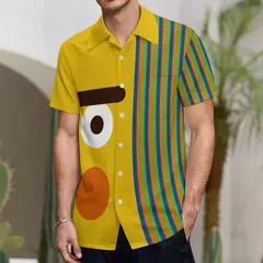 Camisas havaianas masculinas de verão, impressão 3D com listras padrão engraçado, camisas grandes soltas masculinas, roupas casuais de manga curta, moda na internet