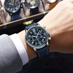 POEDAGAR-Relógio desportivo militar de luxo masculino, cronógrafo luminoso impermeável, relógios masculinos, quartzo, nylon, couro, data