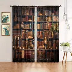 Imagem do Idade Média Cortina impressa para Home Decor, tratamento janela de bolso, quarto, escritório, cozinha, sala de estar, haste, 2pcs