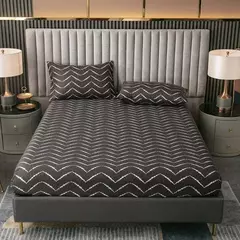 Poliéster ajustável dos desenhos animados cabido folha, King Bed Sheets, casal tampa de cama, travesseiro elástico capa, novo, excluindo