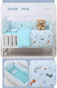Universo Espaço Algodão cama do bebê Set, Crib Roupa de cama, Kids 'Bedroom Decor, Baby Girl and Boy's Crib, Bed Bumper, Bedsheet and Pillow, 6PCs - comprar online