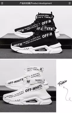 Sapatilhas de topo alto masculinas, sapatos casuais de malha, meias confortáveis respiráveis, sapato de caminhada ao ar livre, moda na internet