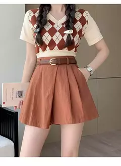 Shorts femininos casuais de cintura alta linha A saias, calças femininas soltas irregulares e chiques, moda verão, novo, 2024 na internet